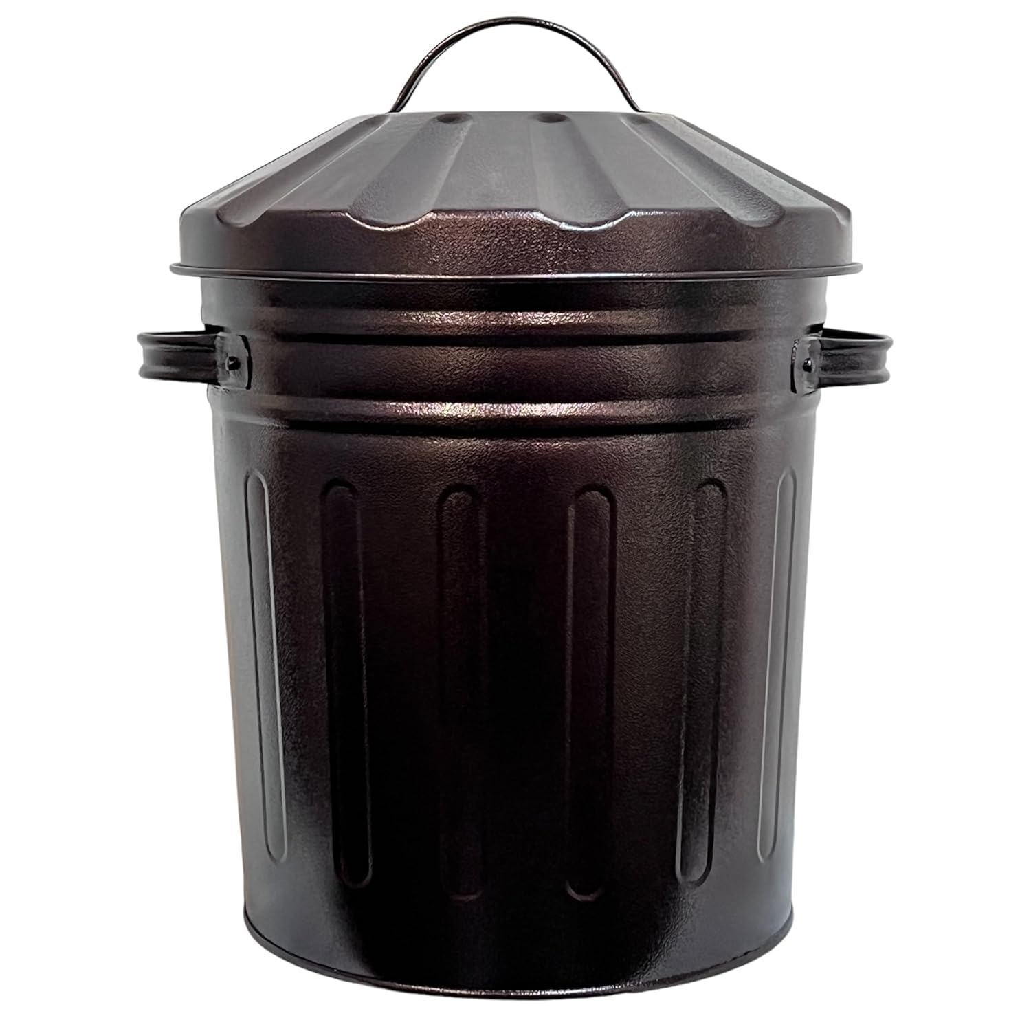 Easy Shopping Small 15 Litre 15L Round Shape Several Colour Metal Bin Recycle Rubbish Waste Dustbin Bin with Lid (Bronze)
