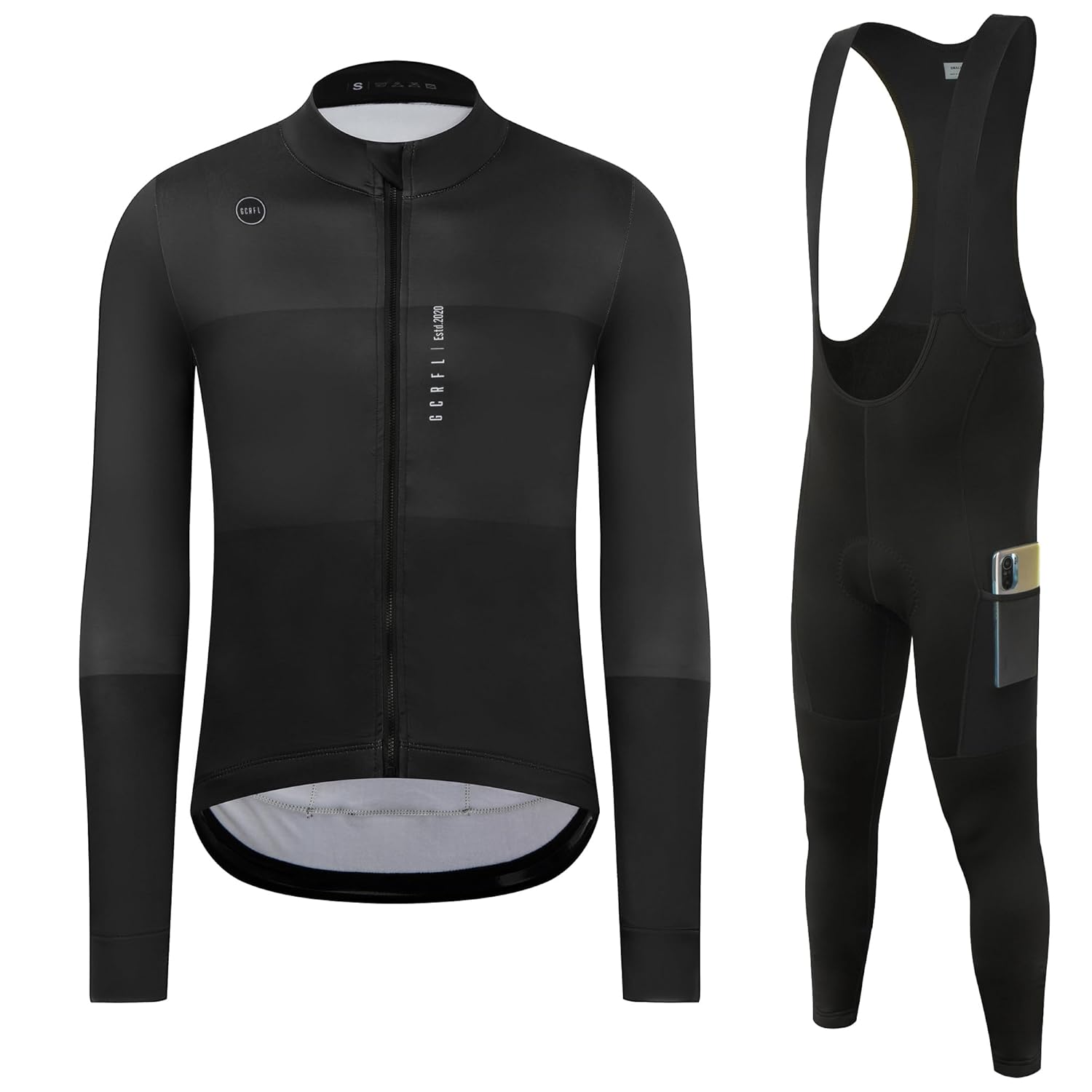 GCRFL Winter Cycling Kit Mens Cycling Jersey Set Long Sleeves Jersey Bike Pants Cycling Clothing Softshell Windbreaker