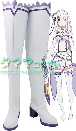 Amazon タママ Re ゼロから始める異世界生活 リゼロ エミリア Emilia コスプレ靴 コスプレブーツ コスプレ衣装 オーダーサイズ スタイル 製作可能 22 5cm コスプレ 仮装 通販
