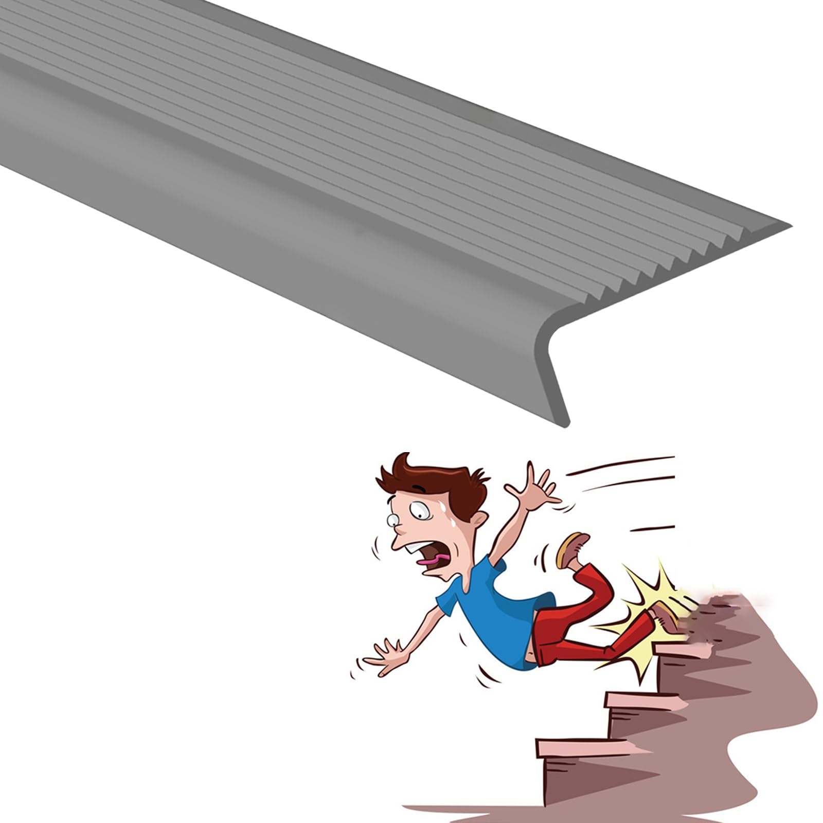 Autoadhesivo De Borde Para Escaleras en Forma De L, Tiras Antideslizantes para Peldaños, Tiras Antideslizantes Autoadhesivas, Material De Pvc, Adhesivo Y Antideslizante, Apto para Escaleras ( Color :