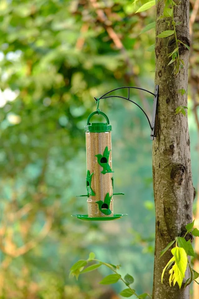 Image of Bird Feeder for Garden Balcony - Large 1kg Transparent Hanging Food Station for Wild Birds - 6 Port Weatherproof Seed Dispenser - Ideal Gift for Bird Lovers, Easy to Fill & Clean Design