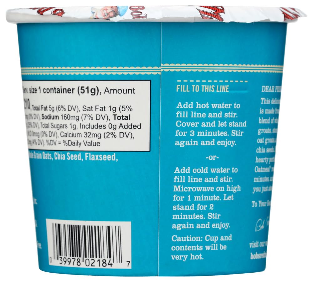 Bob's Red Mill Gluten Free Oatmeal Cup Classic with Flax & Chia (Pack of 12)