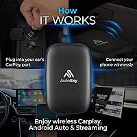 Vista 5 de AutoSky AI Box Lite – Adaptador inalámbrico para CarPlay y Android Auto para CarPlay de fábrica (2016+) – Soporta transmisión de YouTube y Netflix