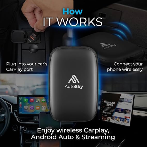 AutoSky WCPAA AI Box Lite Wireless CarPlay & Android Auto Adapter