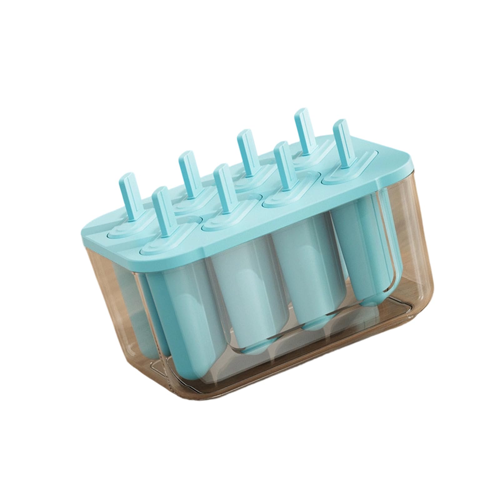 Qusinfc 8 Slot Ice Lolly Molds Leakproof Lid Freezer Safe Multi Cavity Popsicles Tray for Snacks and Dessert Dishwasher Safe Popsicles Mold