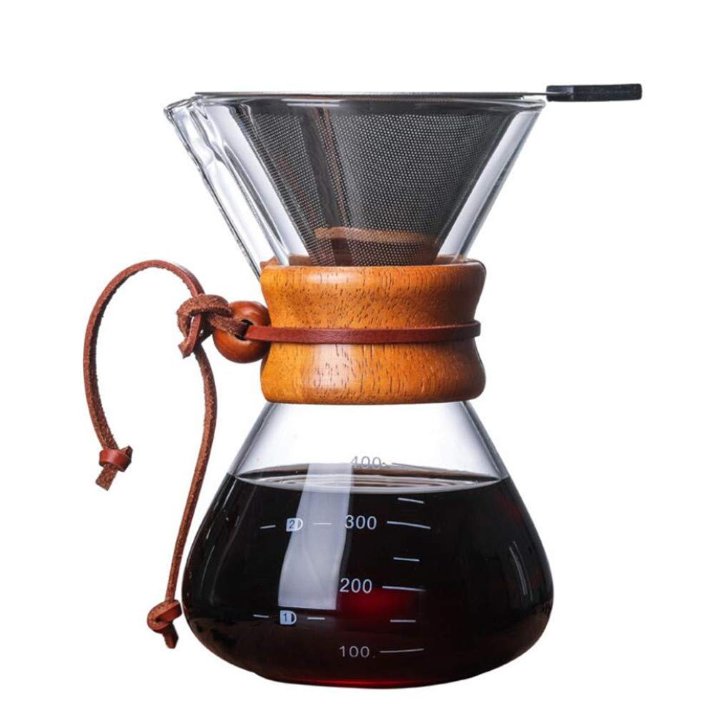 MDINC Pour Over Coffee Maker Manual Coffee Dripper with Stainless Steel Filter, 400ML