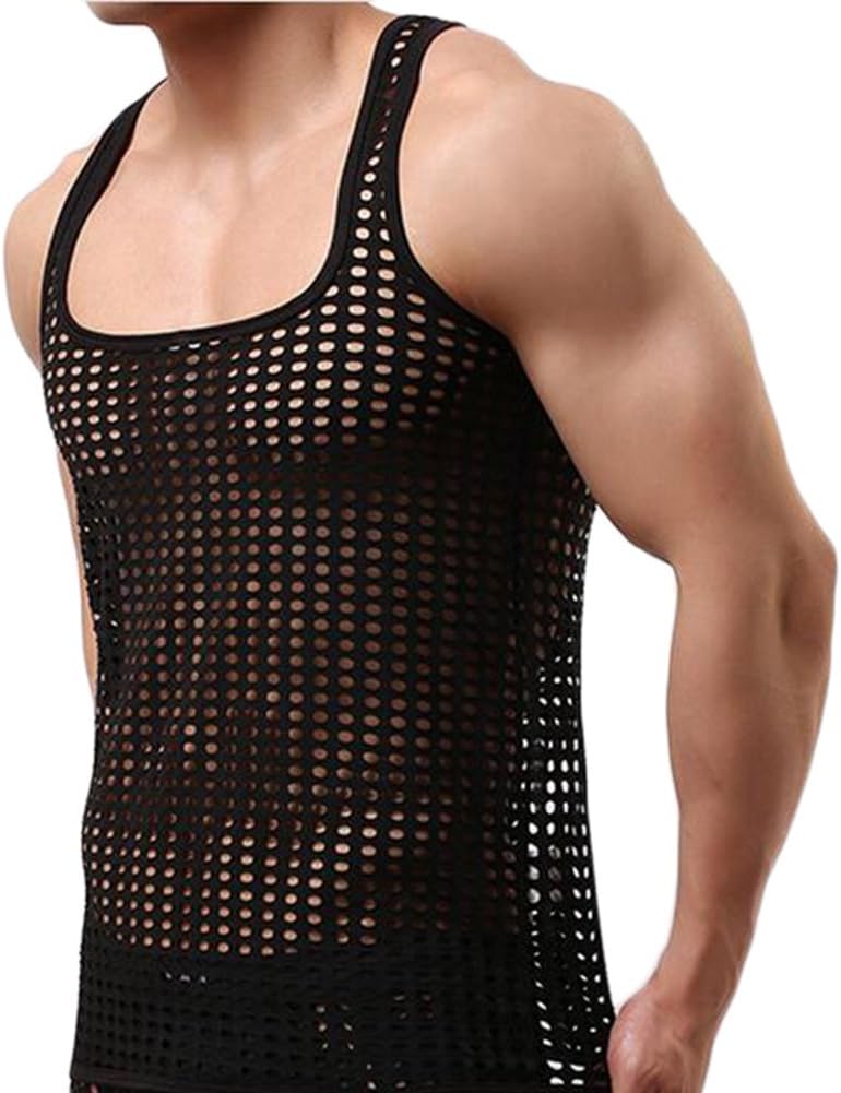 Men Net Tank Top Cusual Hollow Out Underwear Vests -L27