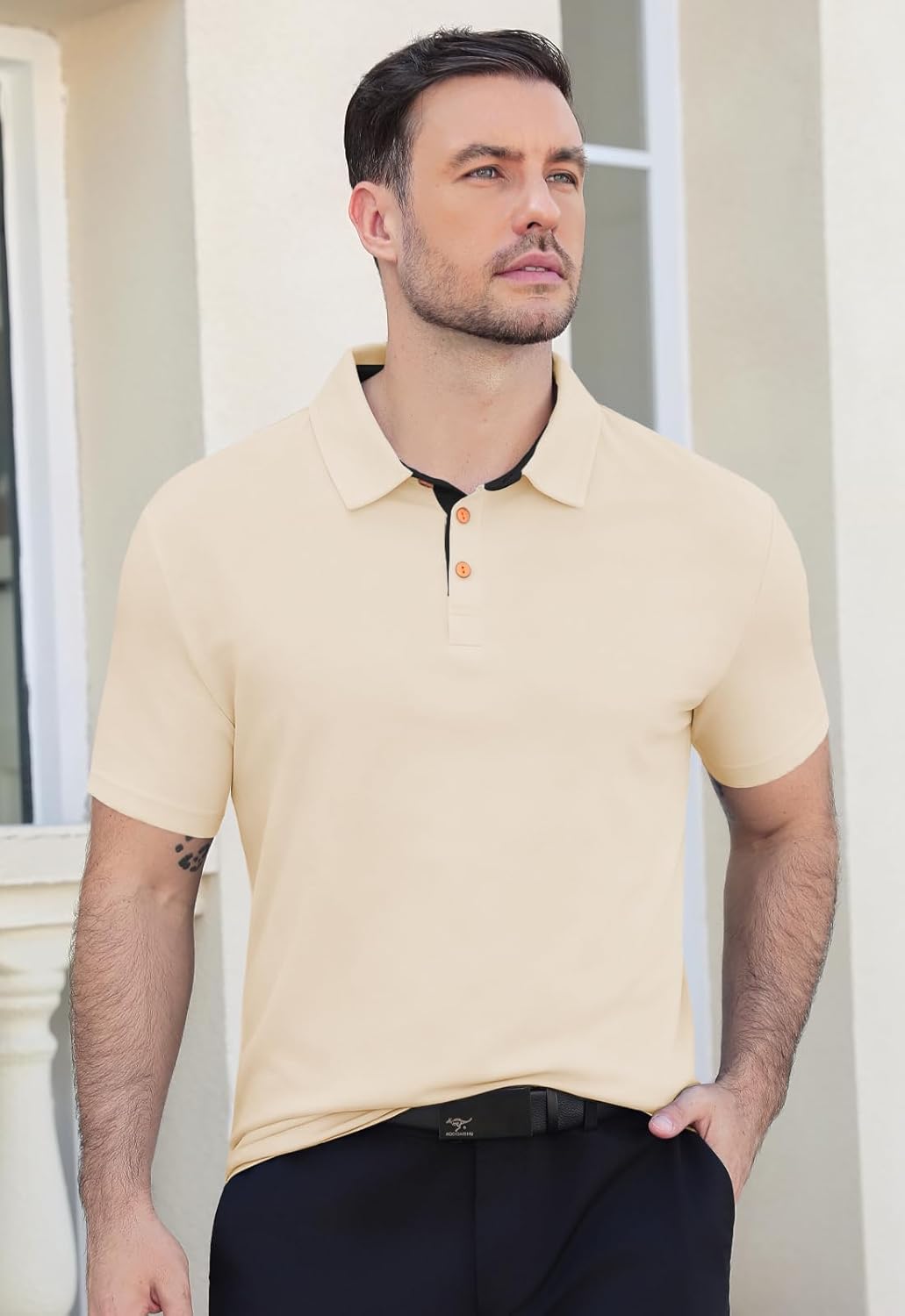KUYIGO Men's Short Sleeve Polo Shirts Casual Tee Collared with Button Shirt - Image 4