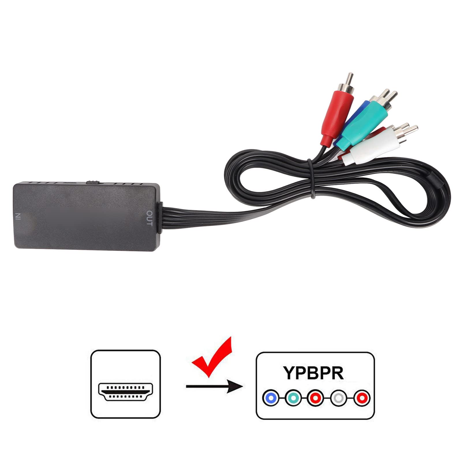 Convertidor de HDMI a Componente, 1080P HDMI a Convertidor de Componente Adaptador Convertidor de Audio Y Video, 1080P Alta Precisión, Convertidor Plug and Play para DVD Y PC