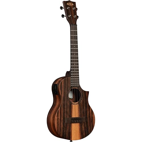 Kala Amara Tri-Top Tenor Ukulele with Cutaway & EQ – Gift, Striking Wood Design, Electric-Acoustic, Rich Tone, 4-String Ukulele