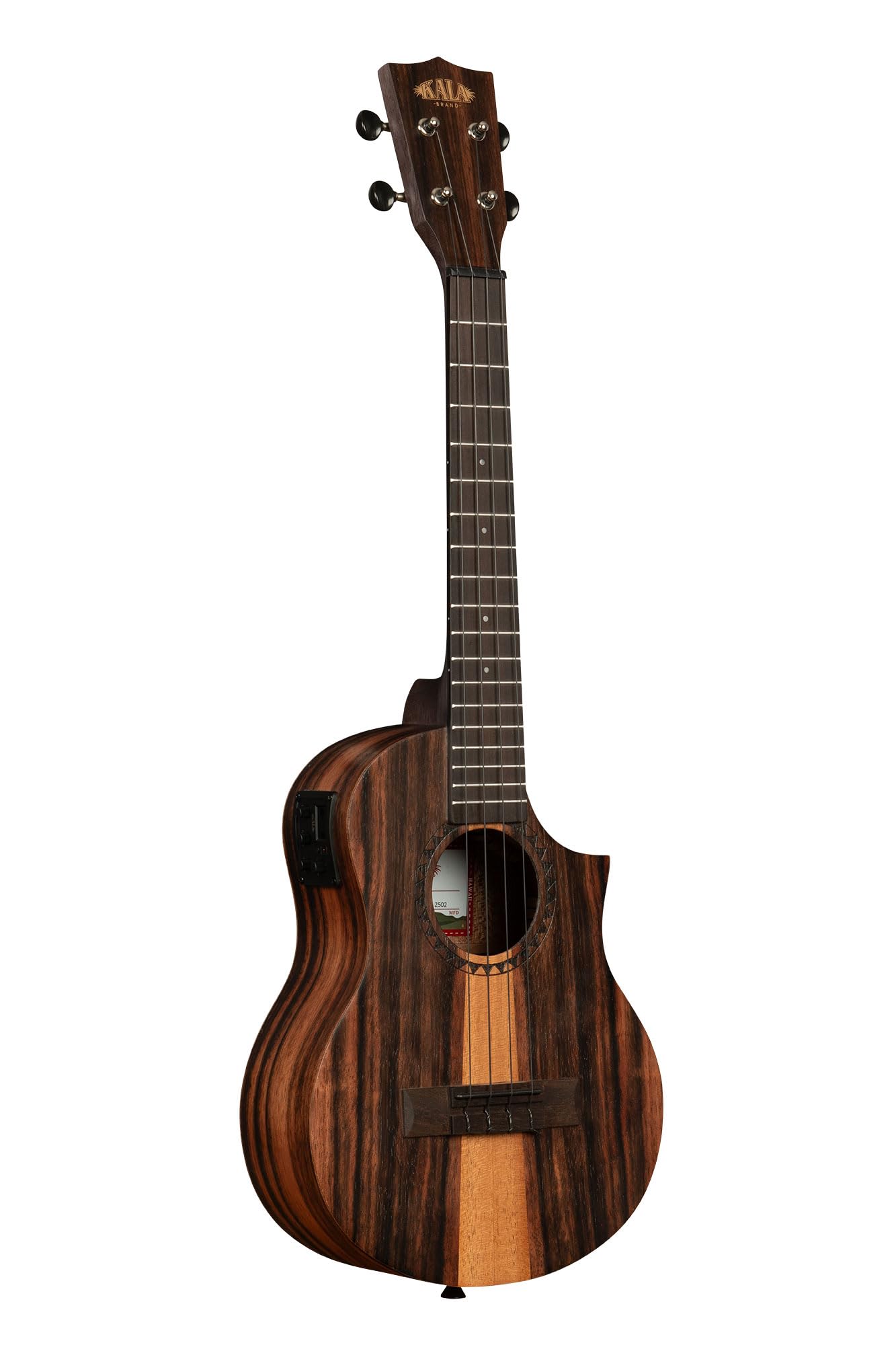 Kala Amara Tri-Top Tenor-Ukulele mit Cutaway & EQ - Geschenk, markantes Holzdesign, elektrisch-akustisch, satter Ton, 4-Saiten-Ukulele