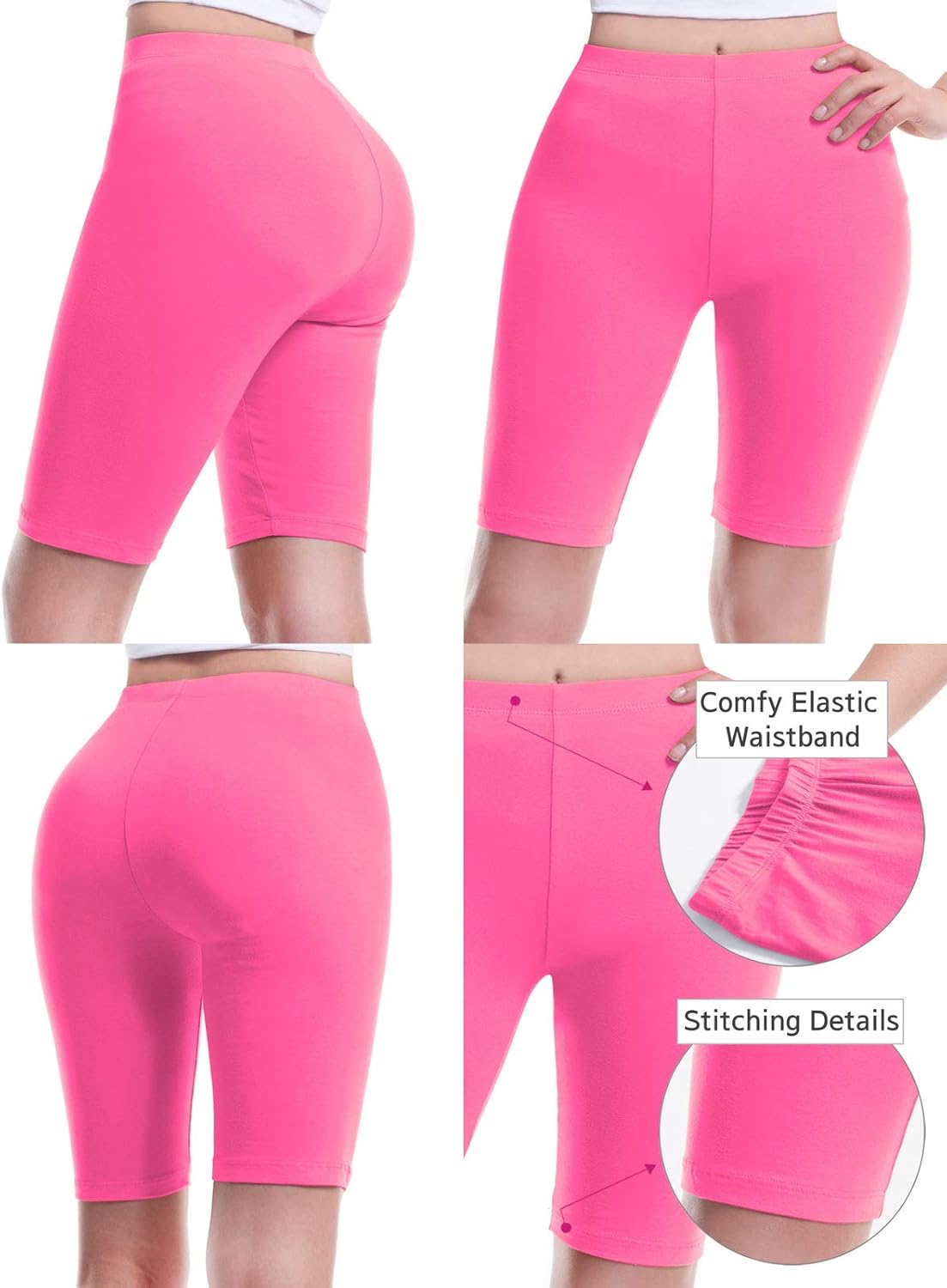 Design by Olivia Women's Soft Cotton Stretch Biker Shorts - High Waisted Anti-Chafing Underwear Yoga Lounge Shorts