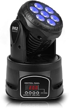 Pyle Party Rotating Moving Stage Light - for Professional DJ Dance Show Performance with RGB Color LED Bulbs, Flashing Disco Strobe, Beat Sync Motion Effect and DMX Control - Pyle PDJLT50 , Black