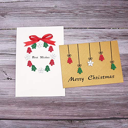 Livder 150 Pieces Christmas Wooden Buttons Sewing Snowflake Button with 2 Holes (Red, Green, White)