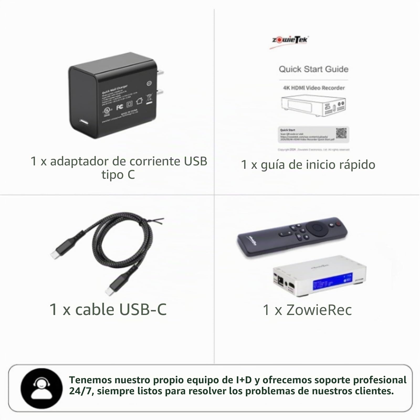 Grabador Vídeo HDMI 4K ZowieREC, Aluminio, sin PC | Grabador para cámaras, consolas, portátiles. Reproducción TV, grabación programada, pausa, TF y USB