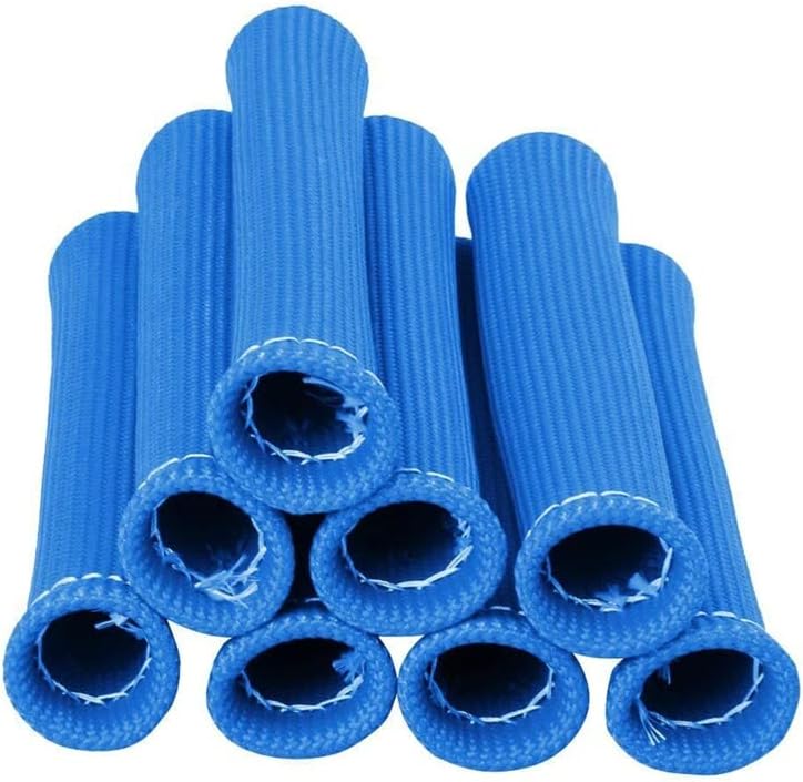 1200 Spark Plug Wire Sheath Boot Heat Shield Protector Sleeve SBC BBC 454 350 Red Blue Black Auto Car Accessories 8pcs - (Color: Blue)