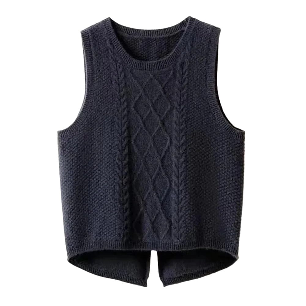 Women'S Knitted Sleeveless Vest - Autumn And Winter Twisted Knitted Vest Sleeveless Knitted Sweater Vest Women Woolen Vest Women'S Round Neck Tank Top,Black,3Xl