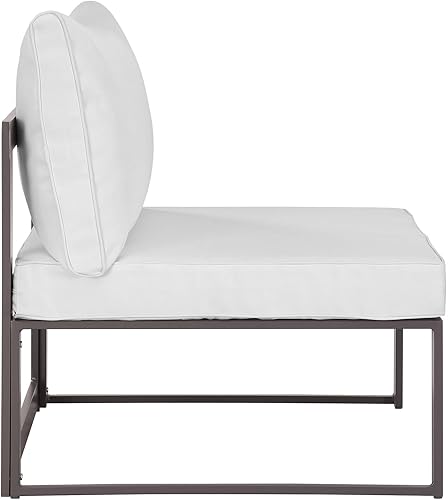 Vista 18 de Modway Fortuna otomana de aluminio para patio al aire libre, color blanco y gris