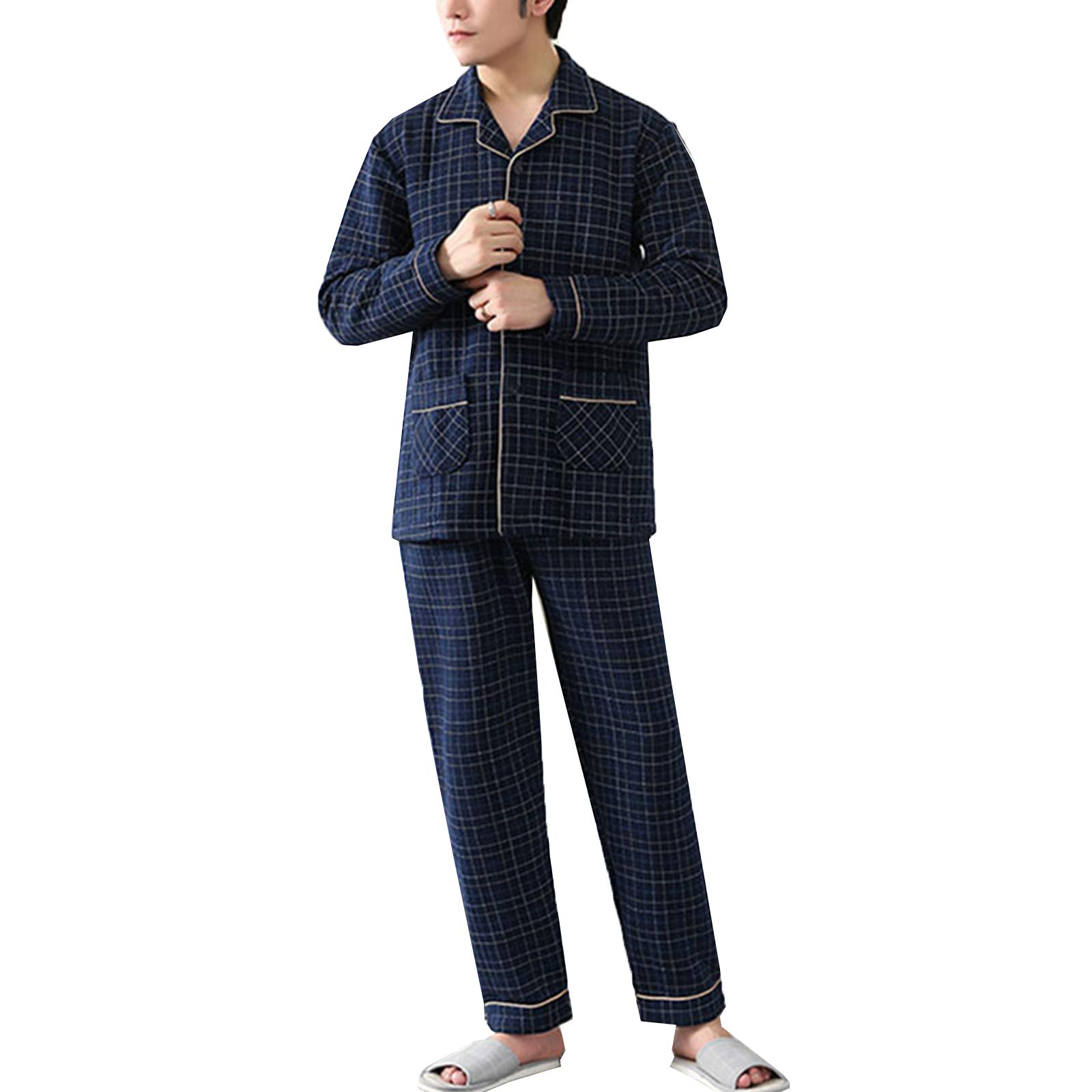 Pyjama thermique homme coton épais boutonné taille xl pour hiver
