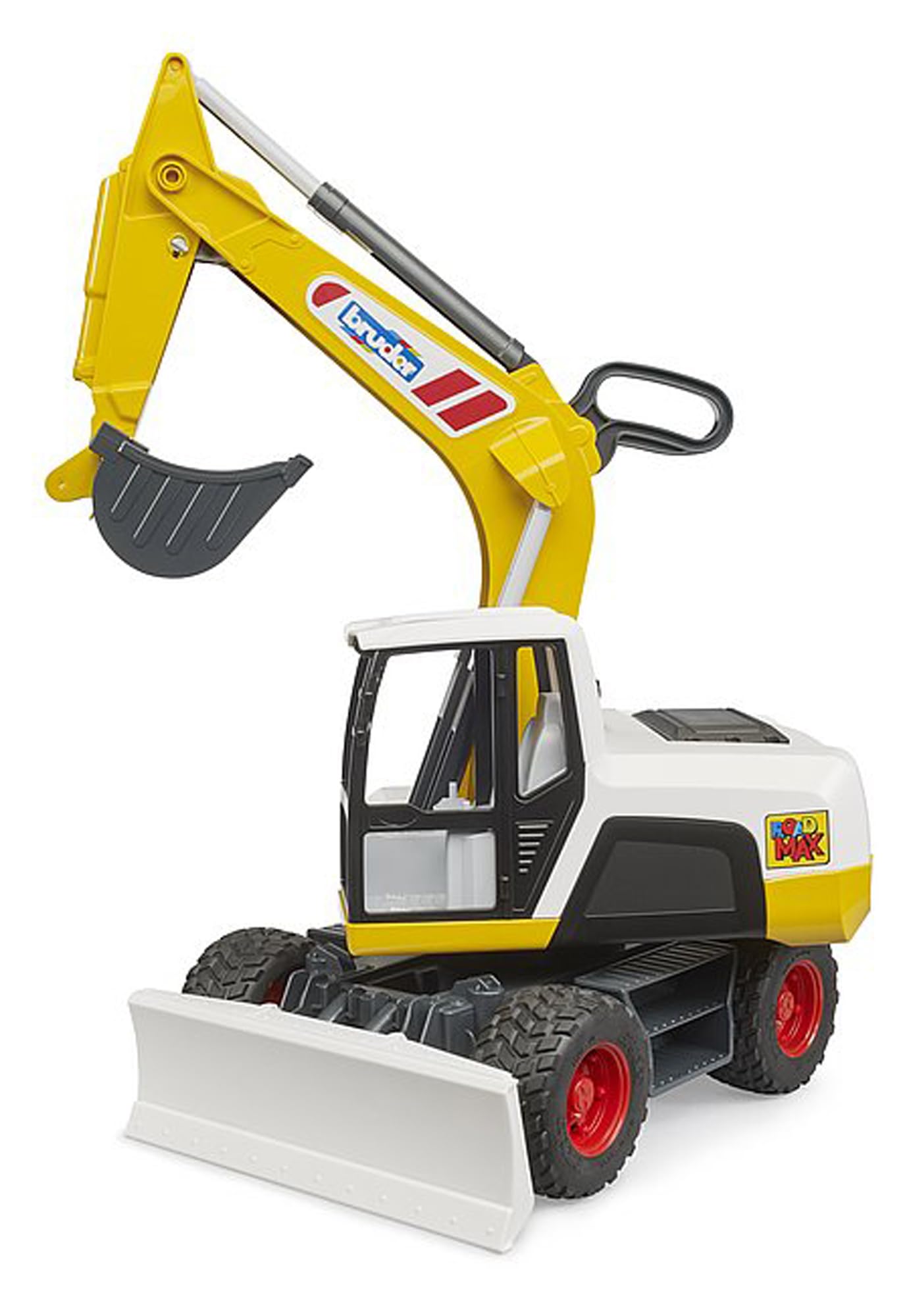 bruder 03413 - ROADMAX Pelle sur pneus | Pelleteuse jouet pour chantier, engin de chantier, jouet pour enfants à partir de 2 ans