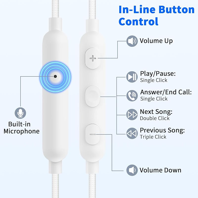 AIAUXAI 3.5mm Wired Earbuds with Mic for School Laptop PC Chromebook,White image 7
