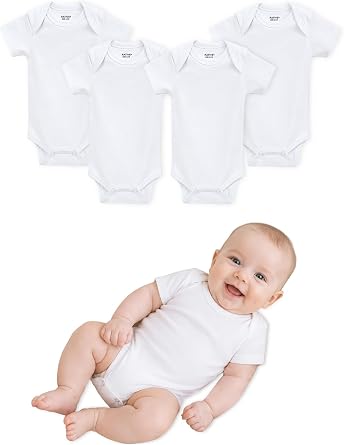 RATIVE Baby Bodysuit 4-Pack, Bamboo 70% Cotton 30%, Ultra Soft Breathable Newborn Bodysuits 03M