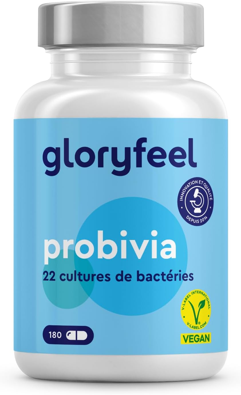 Probivia Probiotic Lactic Ferments, 180 Vegan Capsules, 22 Strains of Bacteria with Lactobacillus & Bifidobacterium for Intestinal Flora, 10 Billion CFU, Food Supplement