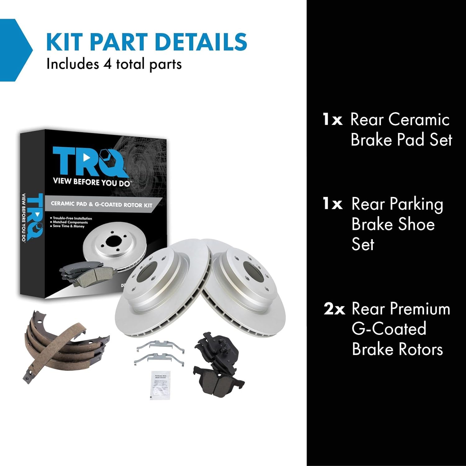 TRQ Rear Brake Pad and Rotor Set Ceramic G-Coated Compatible with 2006 BMW 330i 330xi 2007-2013 335i 335xi 335d 335i xDrive 335is 2013-2015 X1