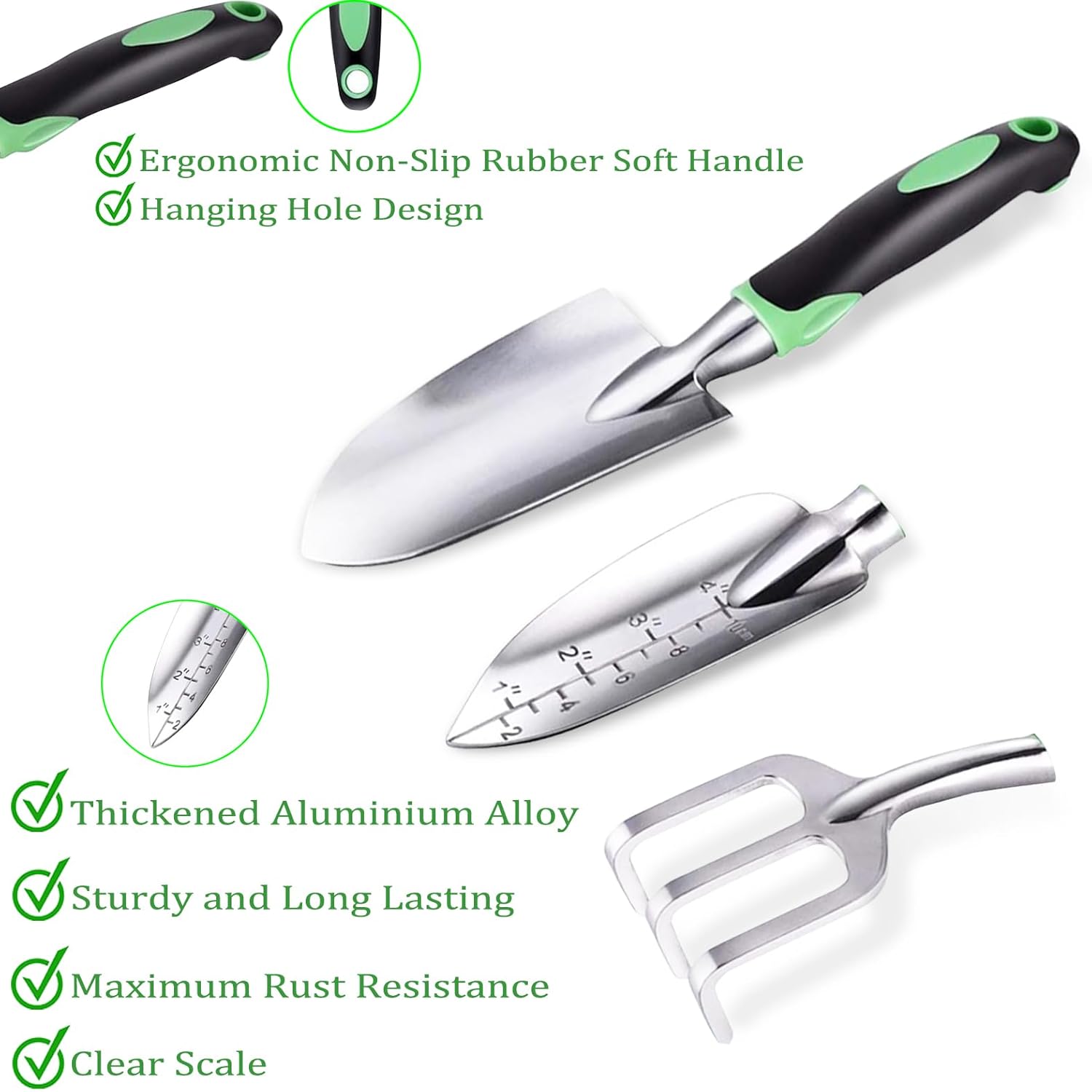 8-Piece Heavy-Duty Gardening Tools Set with Tote Bag - Rust-Proof Aluminum Gardening Hand Tools with Ergonomic Non-Slip Rubber Grips - Gardening Supplies Set Ideal Gift for Men & Women