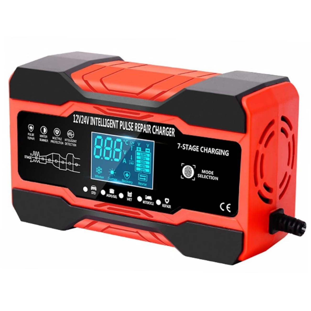 Alipis Chargeur De Batterie Pour Voiture Avec Affichage Numérique Résistant Au Feu Et Aux Chocs Électriques Pour Recharge Sécurisée Et Entretien