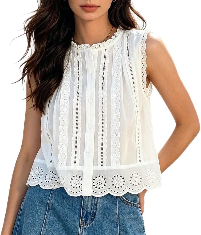 Hollow Out Eyelet White