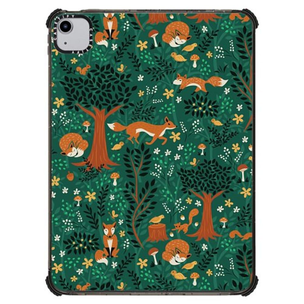 CASETiFY Impact Case for iPad Air 10.9" (4th/5th Gen) - Foxes in an Emerald Forest - Clear Black