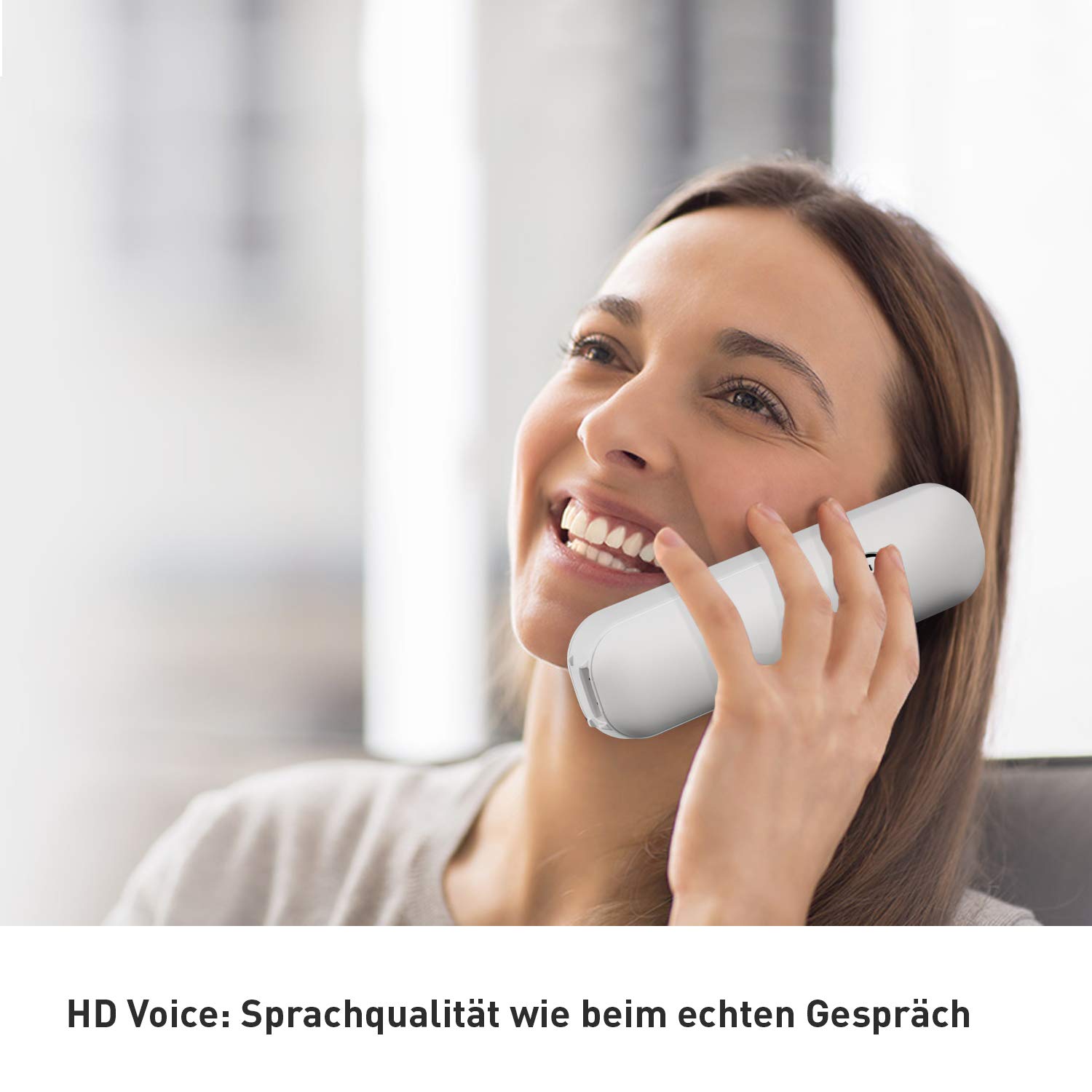 Panasonic KX-TGQ200GW CAT-iq Telefon (schnurlos, CAT-iq 2.0 kompatibel, Freisprechmodus, Anrufersperre, Eco-Plus, digitales Telefon) weiß