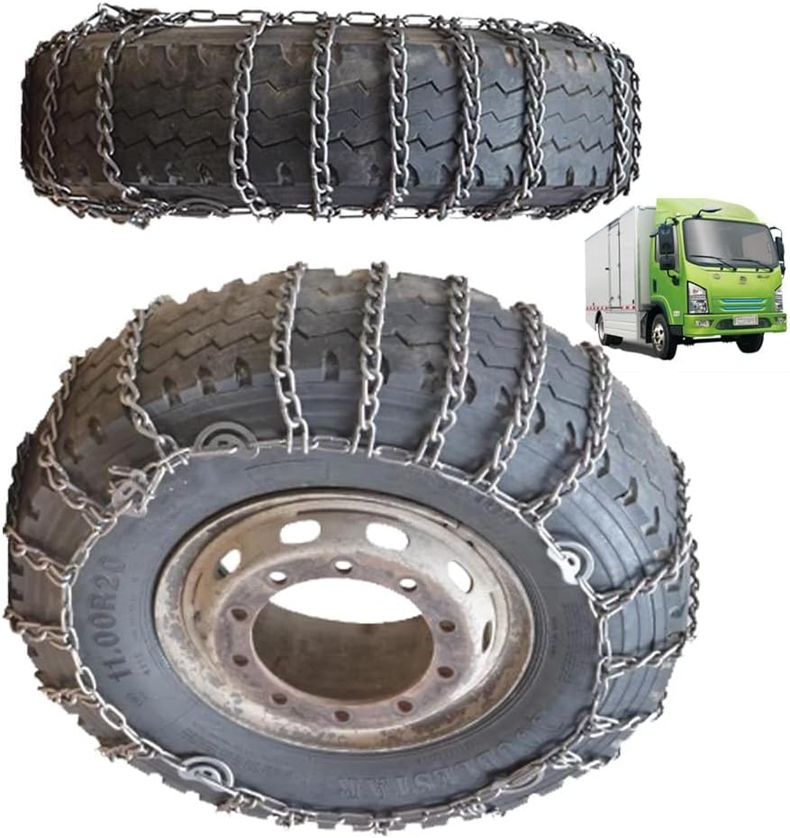 Snow Chains Tire Chains For Cars Suv Pickup Trucks Commercial trucks- Quick Fit AND Easy Installation,Reusable Universal Emergency Traction Snow Chains 2pcs 12R22.5 9mm 7.50-16