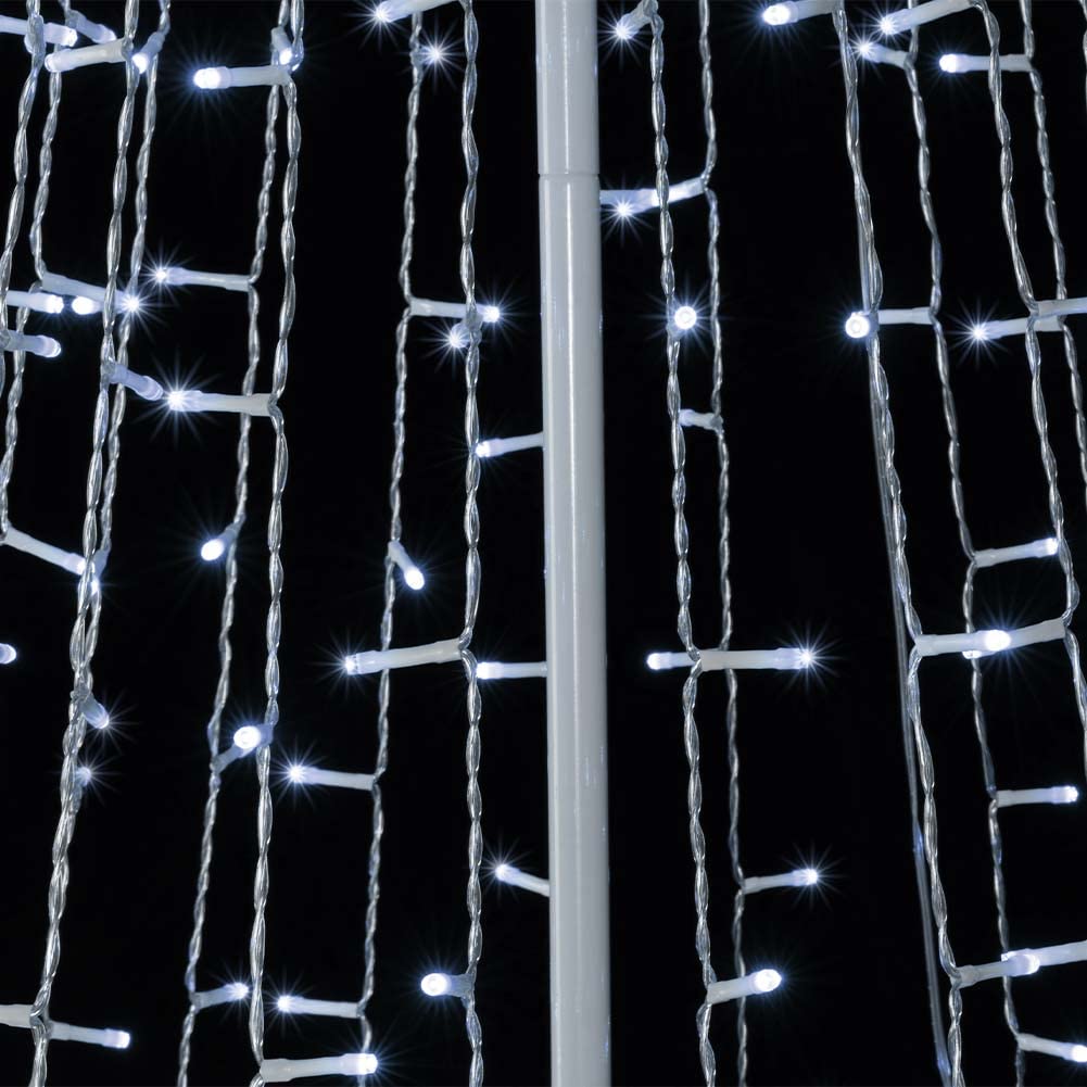 BAKAJI Albero di Natale Luminoso 280 CM Led Luci con Giochi di Luce Struttura in Metallo Decorazione Natalizia Design Minimal Artificiale Arredamento Natalizio Addobbo (Bianco Freddo 753 LED)