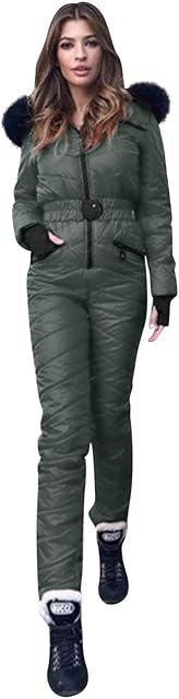 NJGRAE Women Winter Warm Snowsuit Outdoor Sports Pants Ski Suit Waterproof Jumpsuit Waterproof Windproof Insulated Ski Suit for Women Winter Outdoor