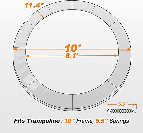Miniatura 2 de Exacme Almohadilla de repuesto para trampolín de 16, 15, 14, 13, 12, 10, 8 pies, cubierta de resorte de seguridad impermeable, almohadilla de marco