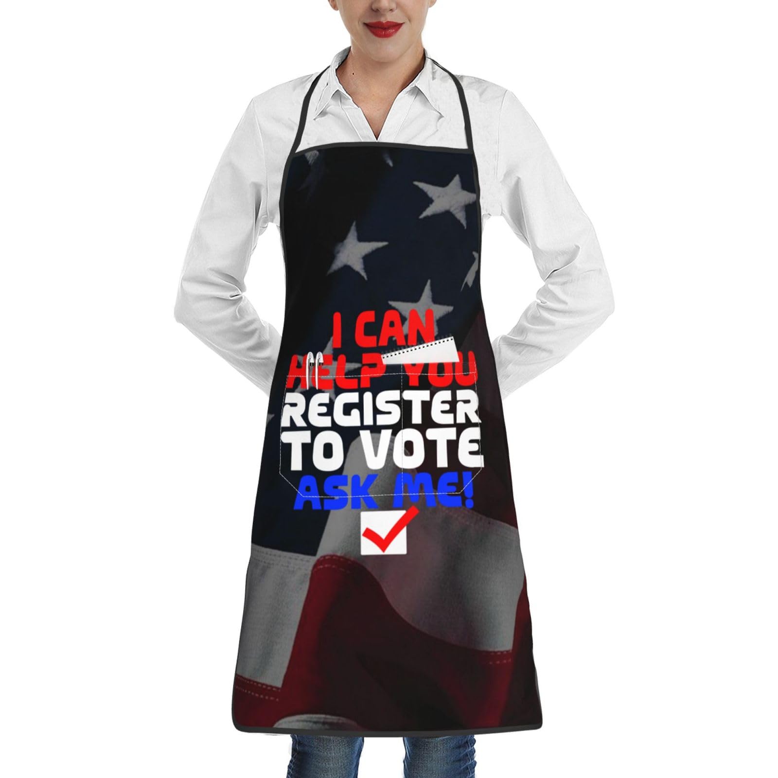 nopicsn I Can Help You Register to Vote Apron for cooking with Pockets Women Men Kitchen Chef Funny Aprons