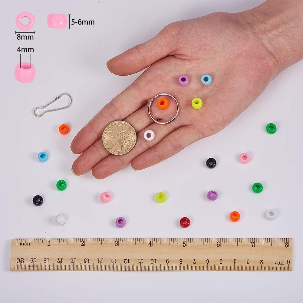 SUNNYCLUE 1 Box DIY Make 9PCS Halloween Theme Bead Pets Kit 8mm Pony Beads Assortment Box Set with Keychain, Keyring & Lanyard Clips, Instruction