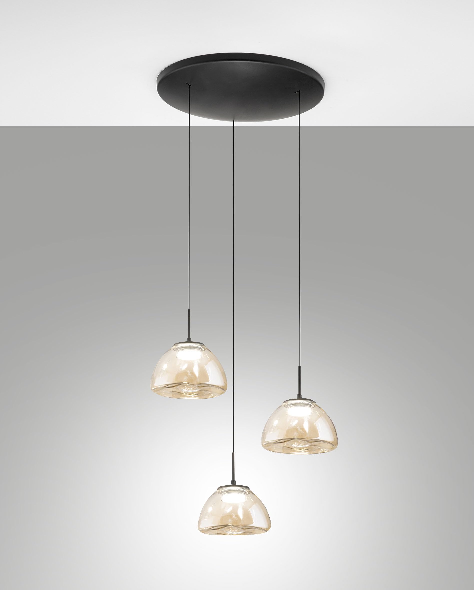 Lucille pendant light Ø350 mm Cognac, LED 21 W, colour temperature 2700 K/3000 K/4000 K, dimmable, metal structure and borosilicate glass - Lucille