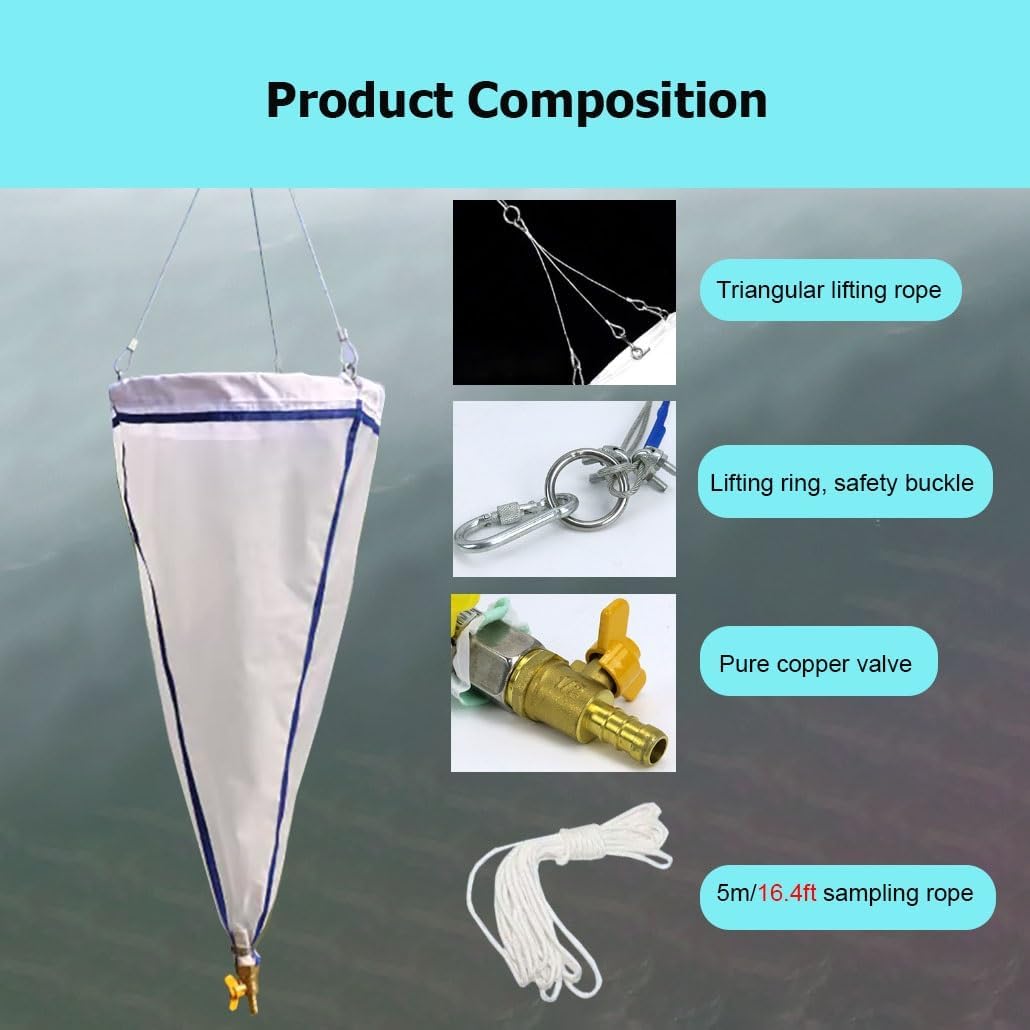 64/112 μm Fine Mesh Plankton Net, 125/200 Mesh Aquatic Research Tow Net, 23.6" for Collecting Phytoplankton & Protozoa - Ideal for Scientists & Educators