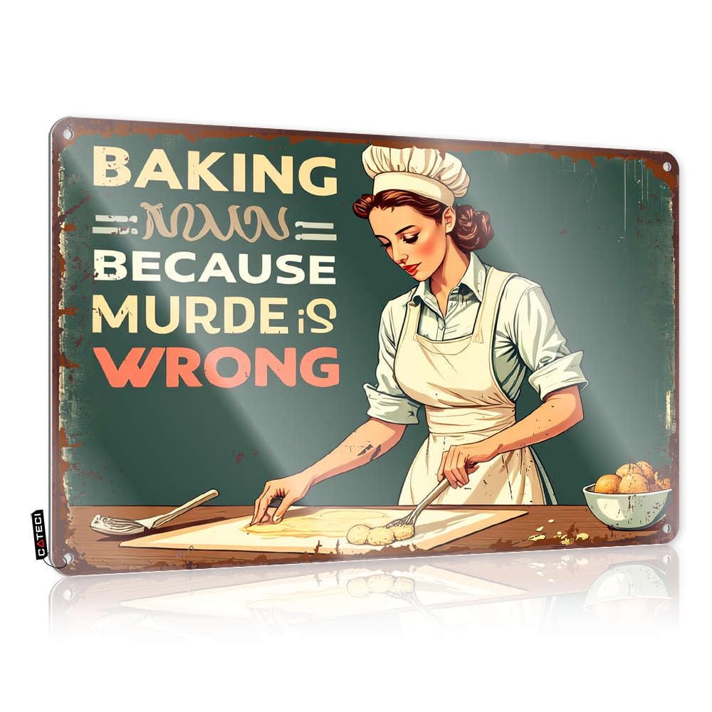 Bro Cave Sign Baking Is Fun Because Murder Is Wrong Tin Sign Bar Signs For Home Decor Beer Decor(30X40CM)