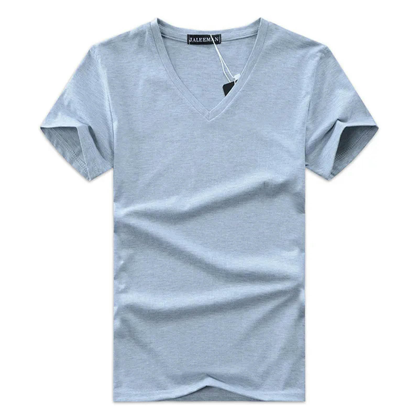 TEidea Męskie T-shirty T Shirt Męskie Topy Dekolt W Serek Krótki Rękaw Slim Fit Casual Plus Size Camisetas, N, XXL