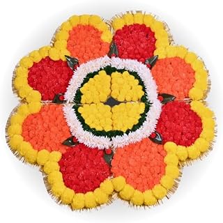 Sanvatsar Traditional Diwali Rangoli Set with Brass Diya Stand, Decorative Flower Patter for Festival Home Decor (Multicol... Price In India