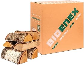 Kiln Dried Birch Firewood | Log Length 25 cm | 44 Litre Box (17-19 kg) | Residual Humidity <18% | Clean and Easy to Use (1 Box)