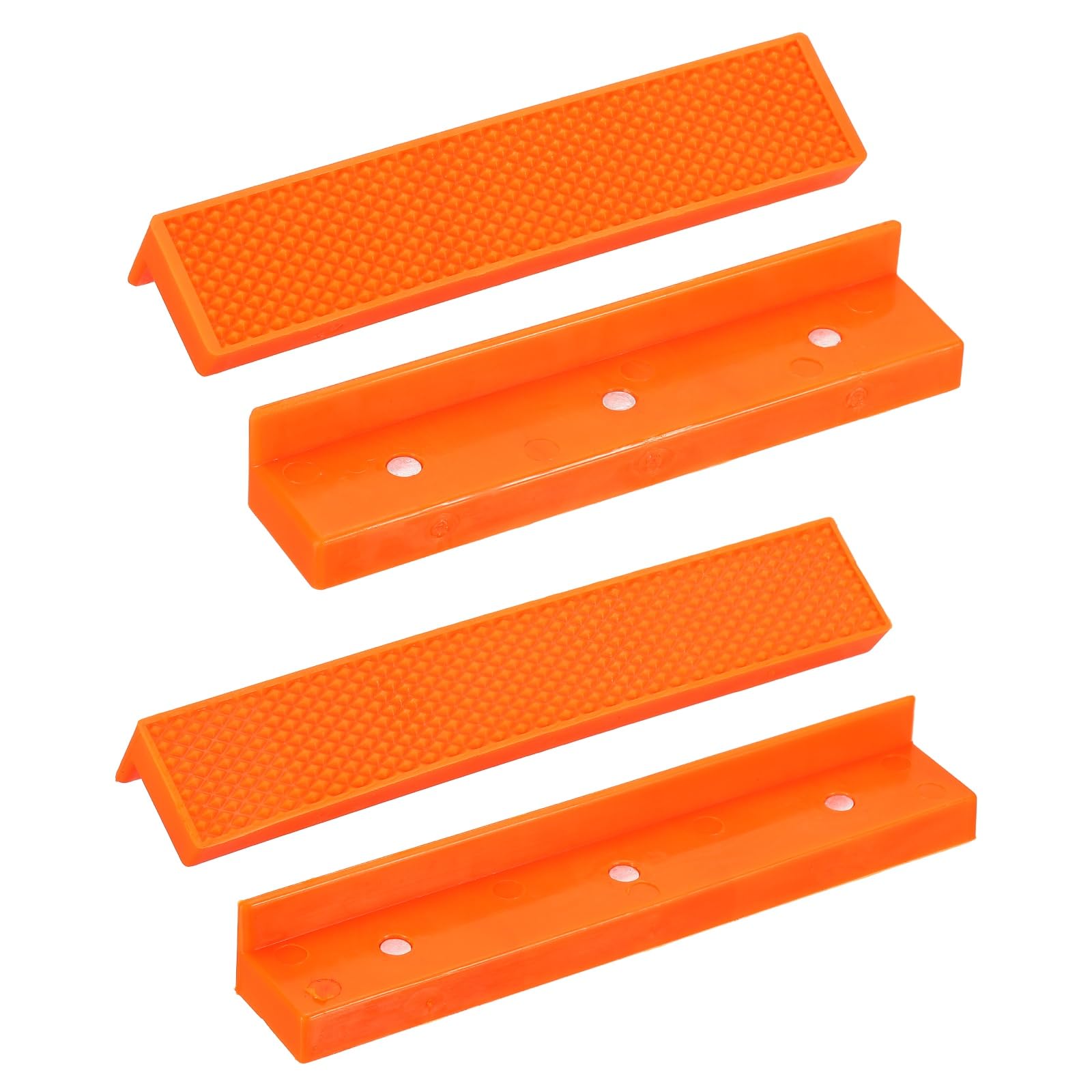 sourcing map 1 Set Vise Jaw Pads 5" and 6" Rubber Flat Magnetic Vise Soft Jaws Standard Anti-Scratches Vice Covers Tools for DIY Making Woodworking Clamping Plumbing, Orange
