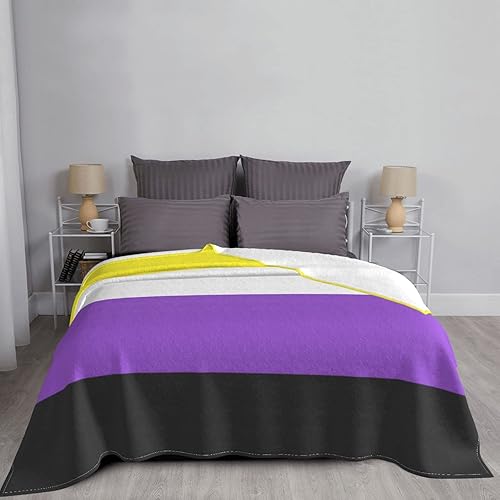 Miniatura 6 de Manta de forro polar no binaria Enby Genderqueer con bandera de orgullo completa, manta de franela mullida, edredón de habitación de bebé, ropa de