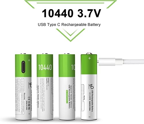 Vista 38 de Paquete de 4 baterías C, baterías recargables C, baterías de tamaño C de 5000 mWh, 4 unidades, baterías de iones de litio de 1.5 V, 4