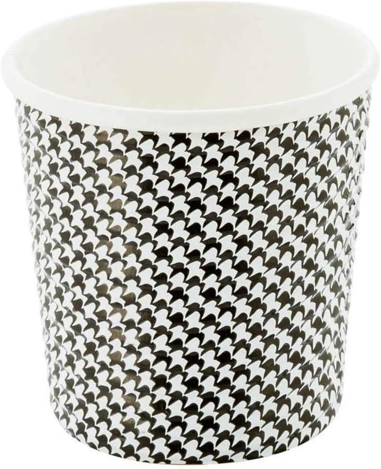 Restaurantware Disposable Paper Hot Cup Spiral Wall Coffee Cup Paper Tea Cup - Black Houndstooth - 4 oz - Insulated No Need For Sleeves - 500ct Box
