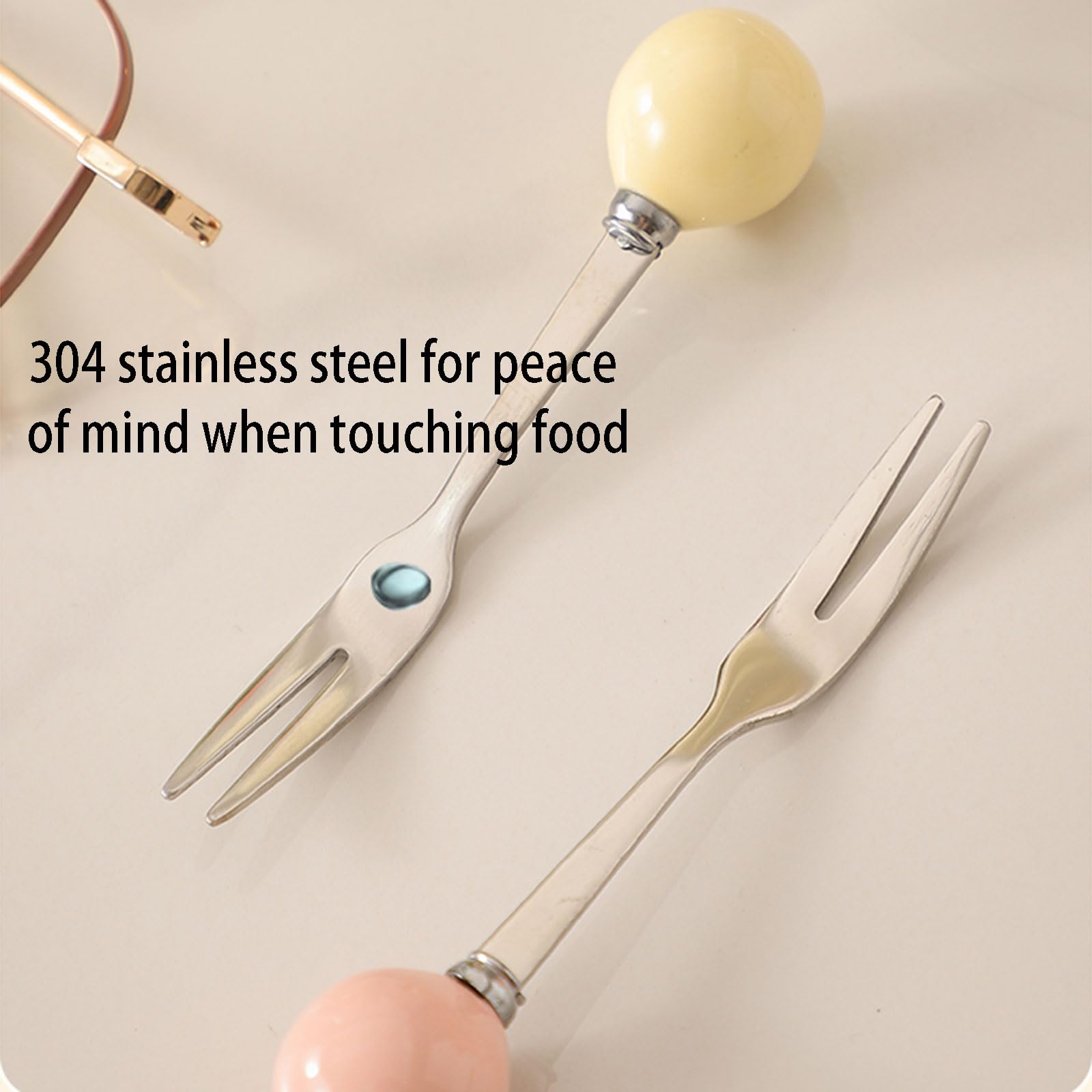 Set de 6 Fourchettes à Dessert en Acier Inoxydable avec Porte-Couverts en Forme de Cactus Fourchettes pour Gâteaux et Fruits pour Restaurants Bistrots Cuisine